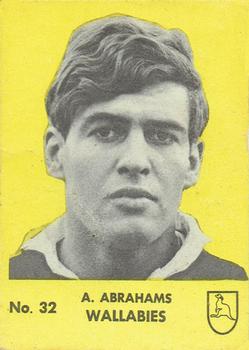 1968 Playtime Rugby Gum Famous Rugby Players - Yellow #32 Tony Abrahams Front